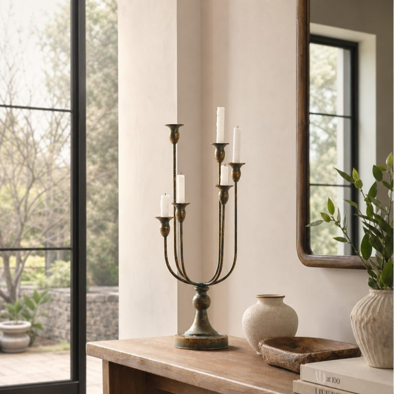 French Vintage Multi-Arm Iron Candle Holder