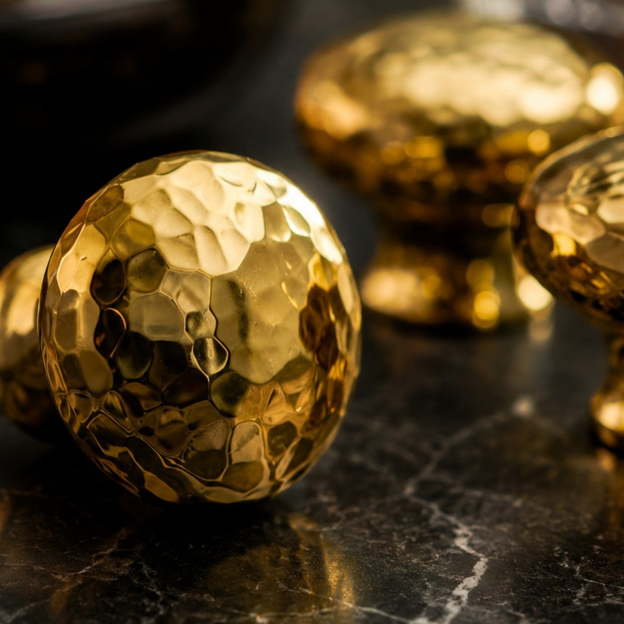 Hand Hammered Solid Brass Cabinet Knobs