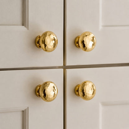 Hand Hammered Solid Brass Cabinet Knobs