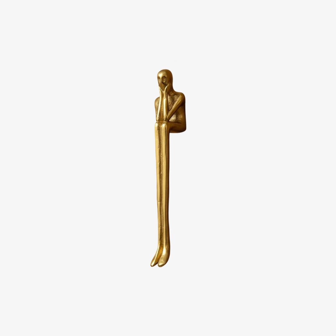 Sculptural Brass Cabinet Handle | Thinker Drawer Pull for Cabinets & Wardrobes
