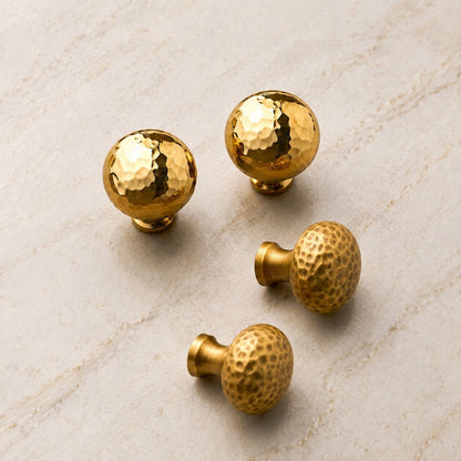 Hand Hammered Solid Brass Cabinet Knobs