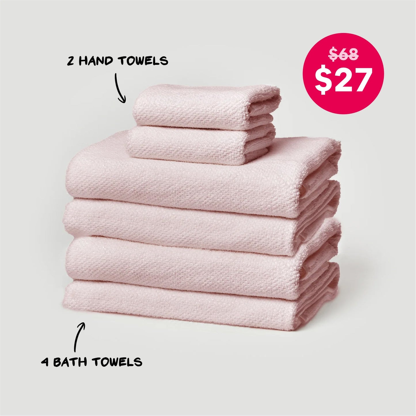 6 Piece Bath Towel and Hand Towel Set