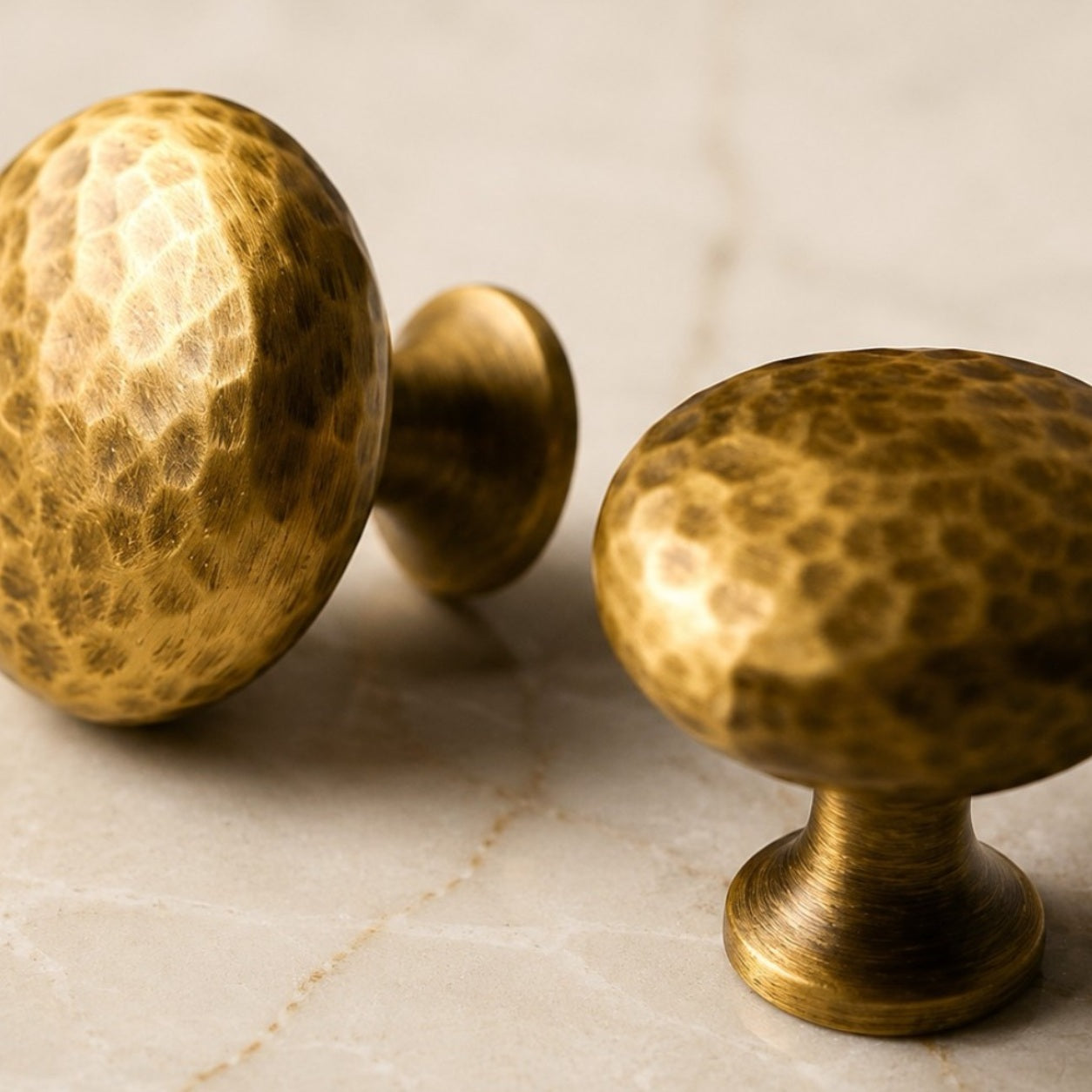 Hand Hammered Solid Brass Cabinet Knobs