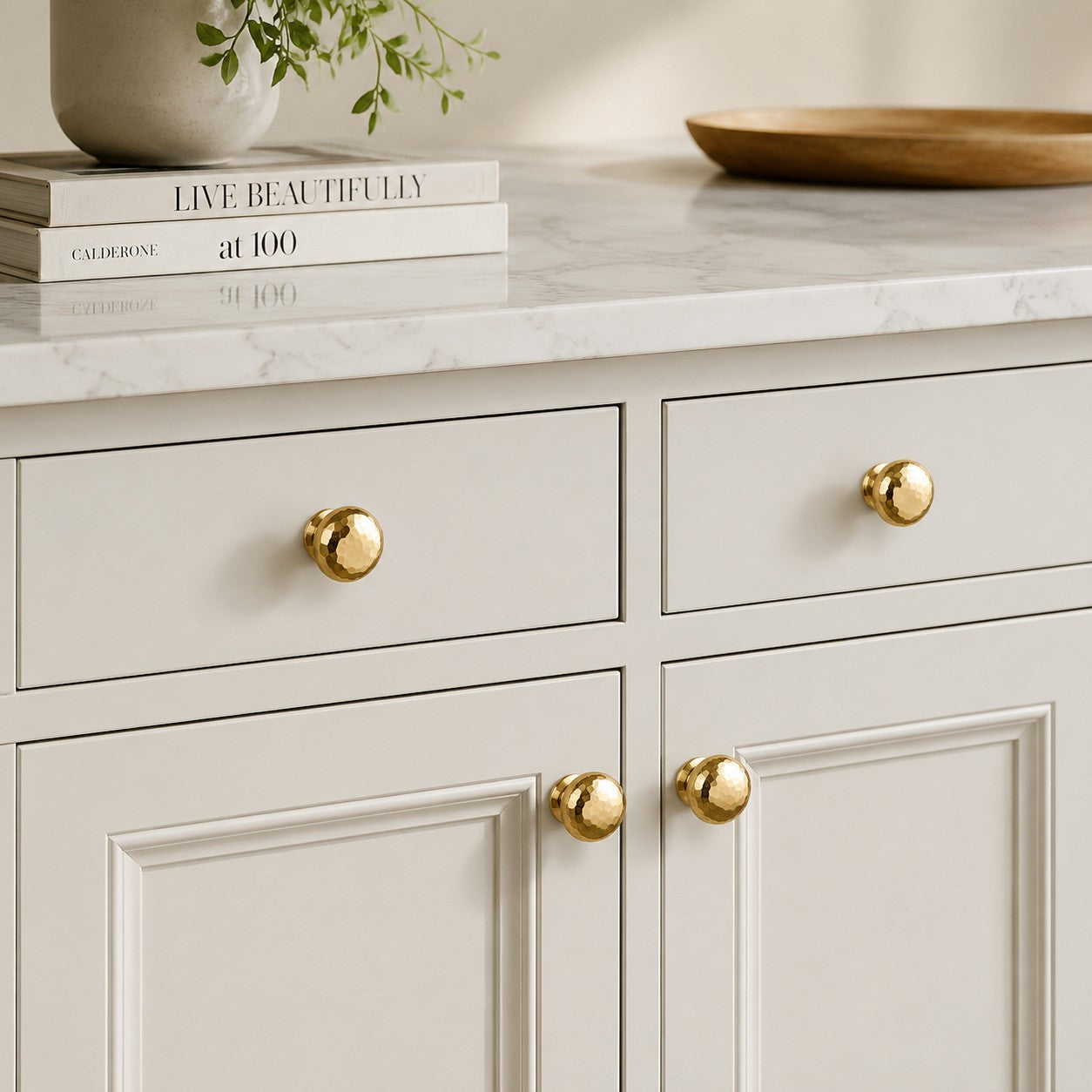 Hand Hammered Solid Brass Cabinet Knobs