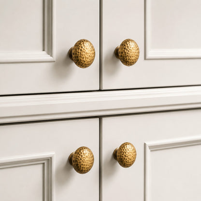 Hand Hammered Solid Brass Cabinet Knobs