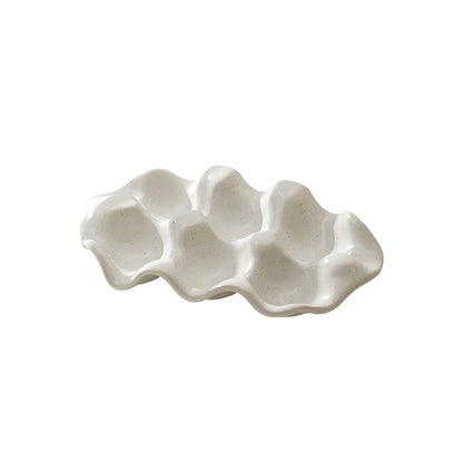Plateau créatif en céramique pour œufs, rangement de bijoux, présentoir, décoration de table avec 6 compartiments Y41