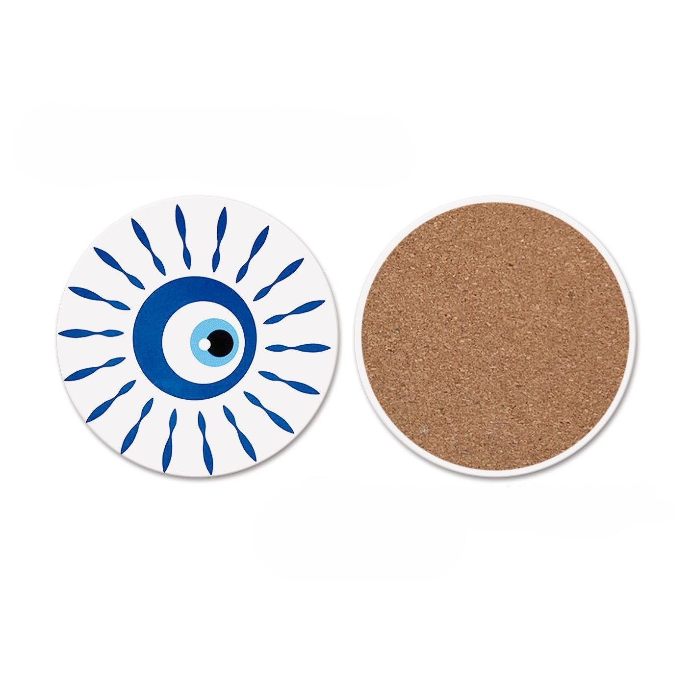 Dessous de verre absorbant en liège et céramique, motif œil maléfique, pour café, Y35