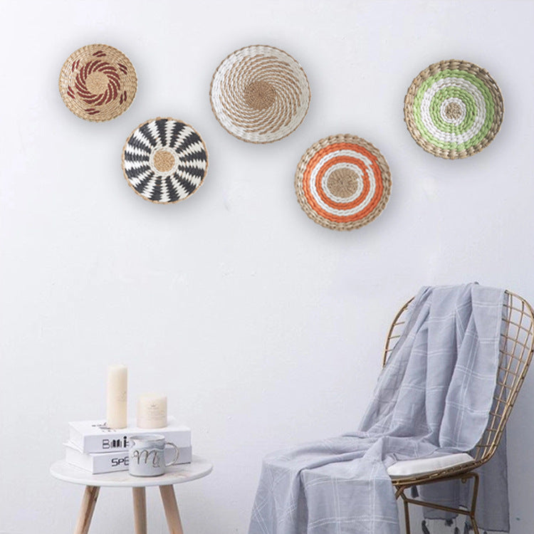 Décoration murale ronde en rotin de style marocain exotique Y20