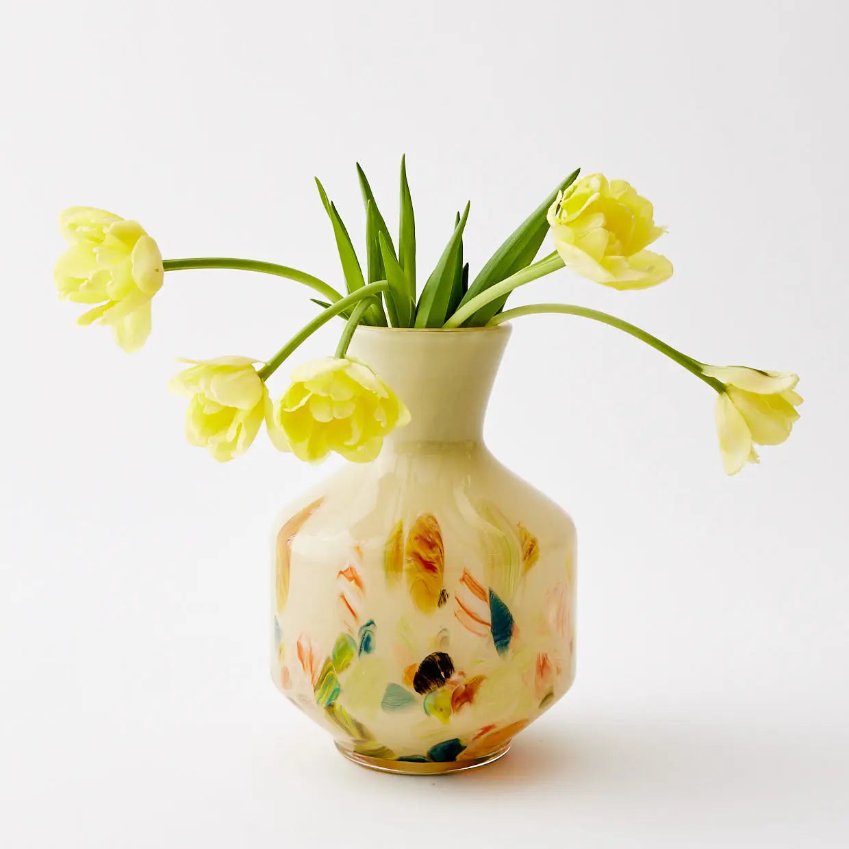 Vase en verre multicolore impressionniste