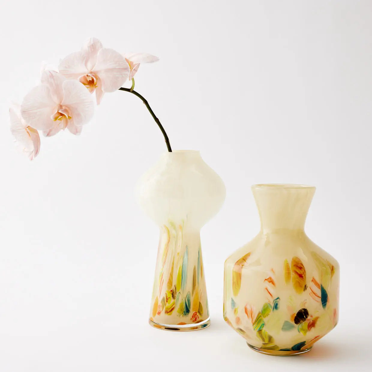 Vase en verre multicolore impressionniste