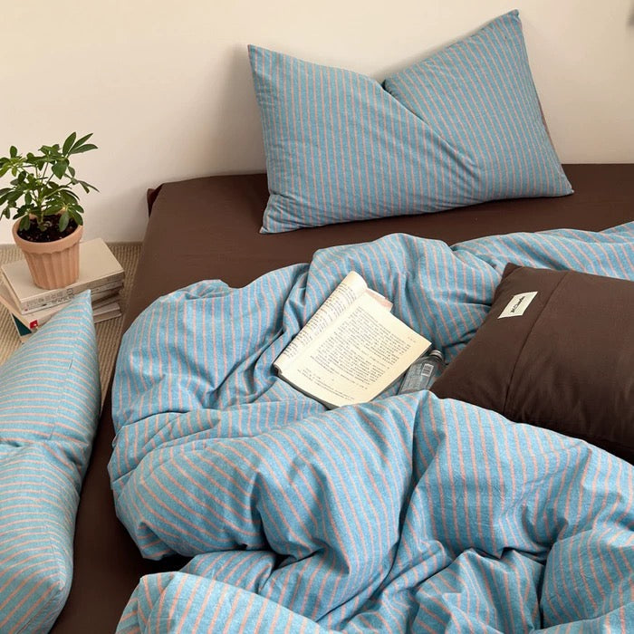 Blue Striped Duvet Cover Set