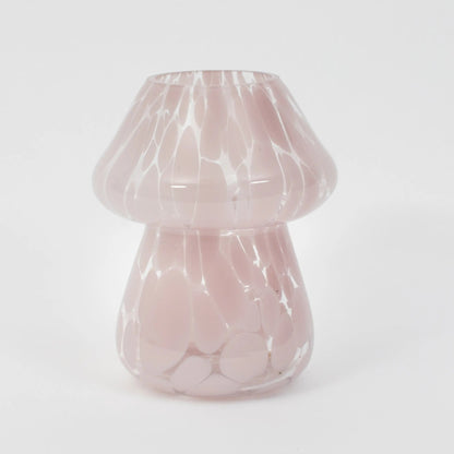 Vase en verre coloré aux champignons magiques rose