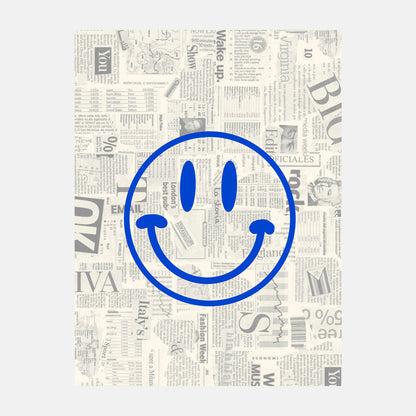 Newsprint Smiley Face Print by Paisley Flamenbaum