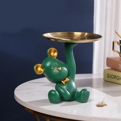 Decoración de mesa de resina con forma de oso nórdico con bandeja Y02 