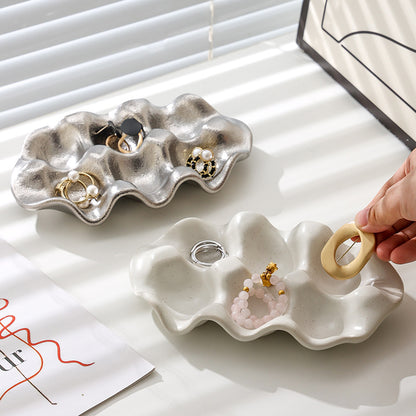 Plateau créatif en céramique pour œufs, rangement de bijoux, présentoir, décoration de table avec 6 compartiments Y41