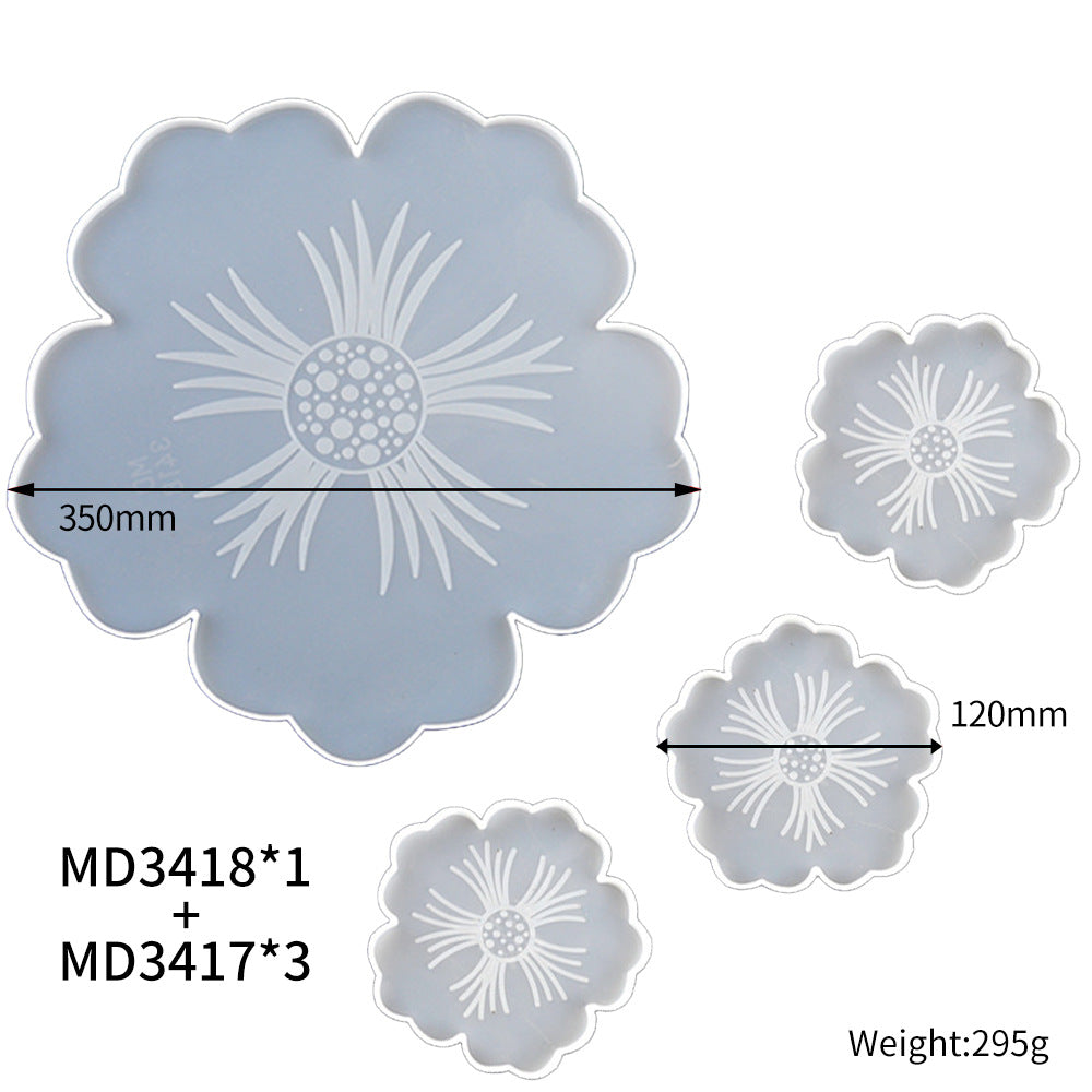 Moules créatifs en résine pour dessous de verre à fleurs, en silicone, pour tasses, Y25