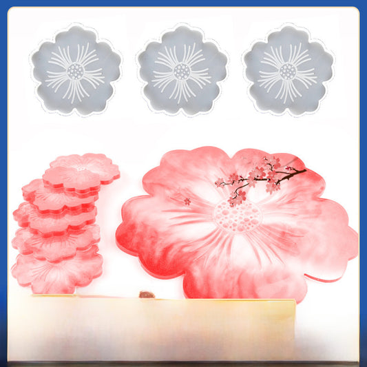 Creative DIY Flower Coaster Resin Tray Molds Silicone Cup Mat Mold Y25