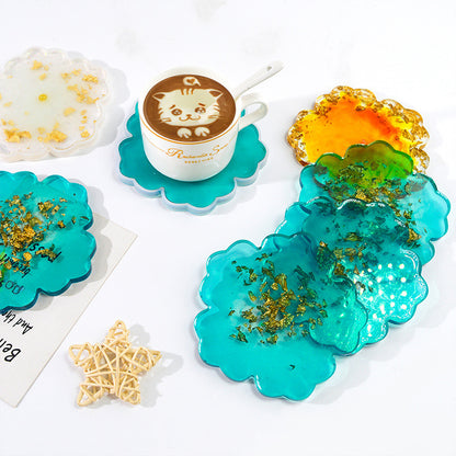 Moules créatifs en résine pour dessous de verre à fleurs, en silicone, pour tasses, Y25