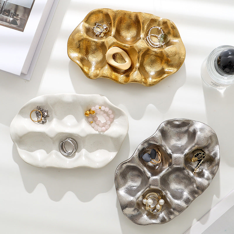 Plateau créatif en céramique pour œufs, rangement de bijoux, présentoir, décoration de table avec 6 compartiments Y41