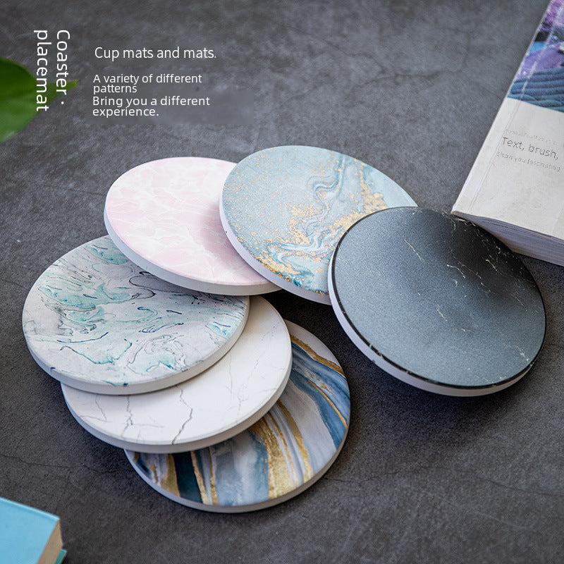 Dessous de verre absorbant en céramique à texture marbre avec base en liège personnalisable Y29