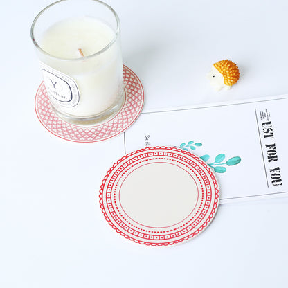 Printed Round Silicone Non Slip Coaster Dining Table Coffee Coaster Y37