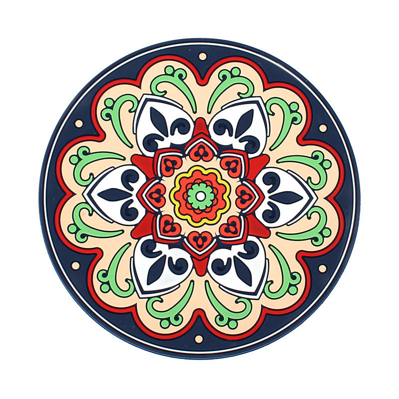 Dessous de verre antidérapant en caoutchouc souple style bohème Y32