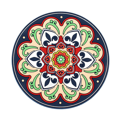 Dessous de verre antidérapant en caoutchouc souple style bohème Y32