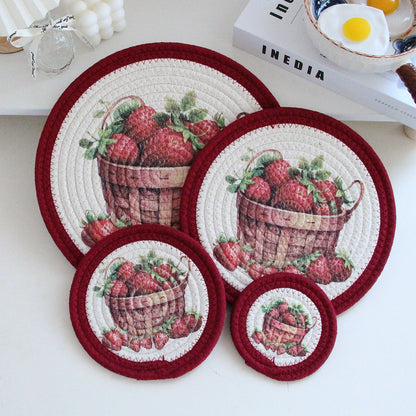 Sets de table rétro tissés à la main, dessous de plat anti-brûlure, dessous de verre Y30