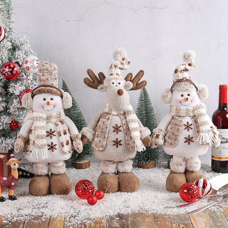 Christmas Snowman Dolls Telescopic Decoration Ornaments Fun Gift Y17