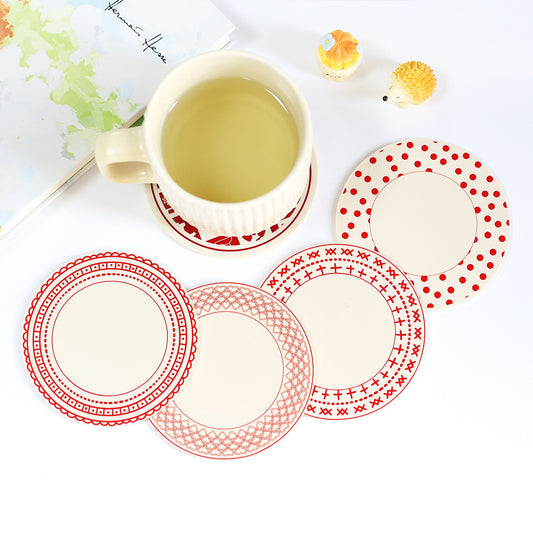 Printed Round Silicone Non Slip Coaster Dining Table Coffee Coaster Y37