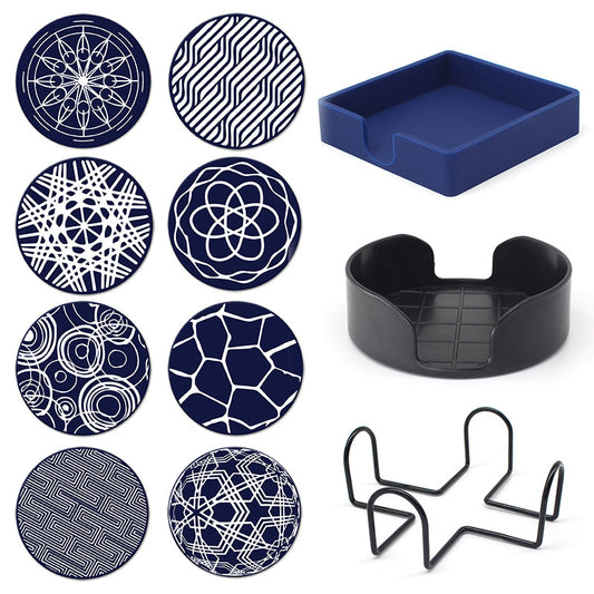 Printed Round Anti Slip Silicone Coasters For Drinks Set Y28