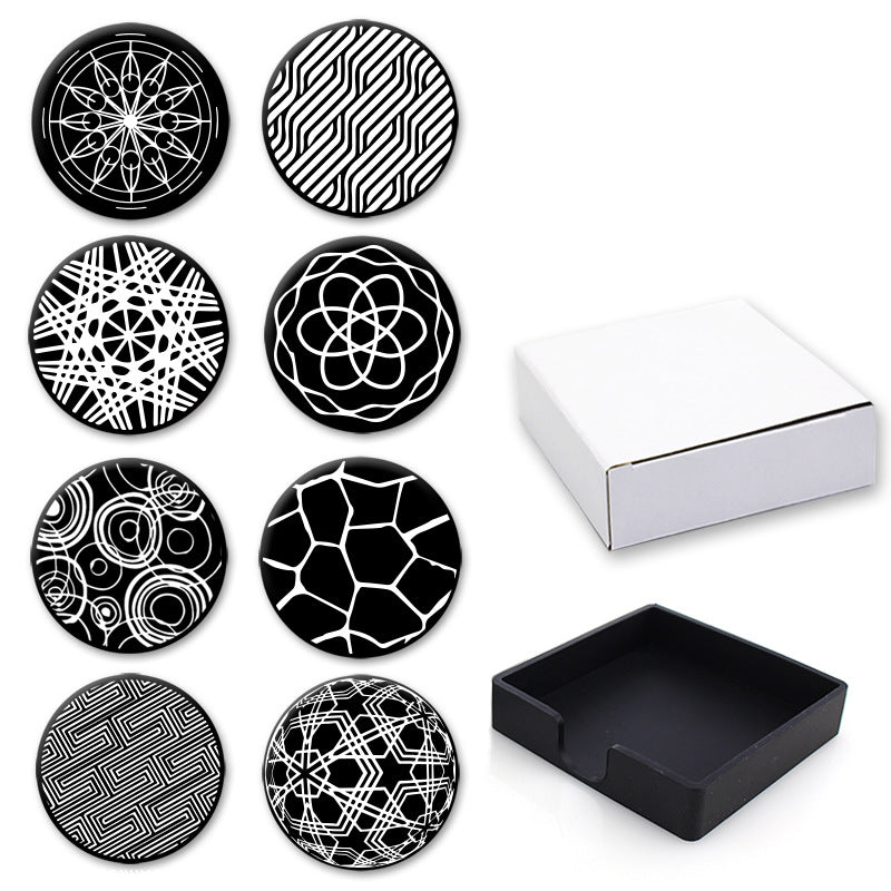 Printed Round Anti Slip Silicone Coasters For Drinks Set Y28