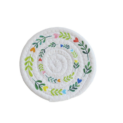 Nordic Strawberry Round Tea Coaster Handmade Woven Placemat Y40