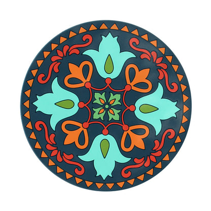 Dessous de verre antidérapant en caoutchouc souple style bohème Y32