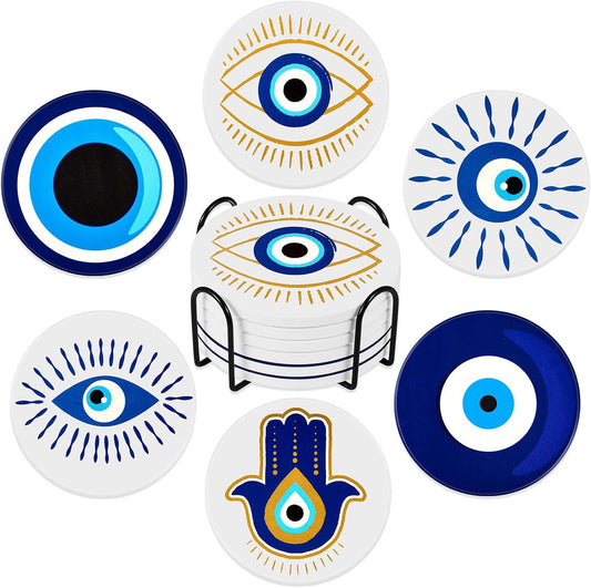 Devil Evil Eye Cork Ceramic Coaster Absorbent Coaster For Coffee Y35