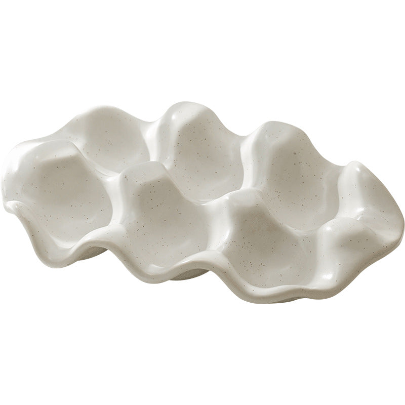 Plateau créatif en céramique pour œufs, rangement de bijoux, présentoir, décoration de table avec 6 compartiments Y41