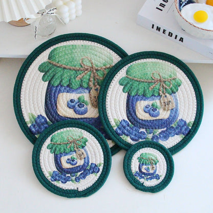 Sets de table rétro tissés à la main, dessous de plat anti-brûlure, dessous de verre Y30