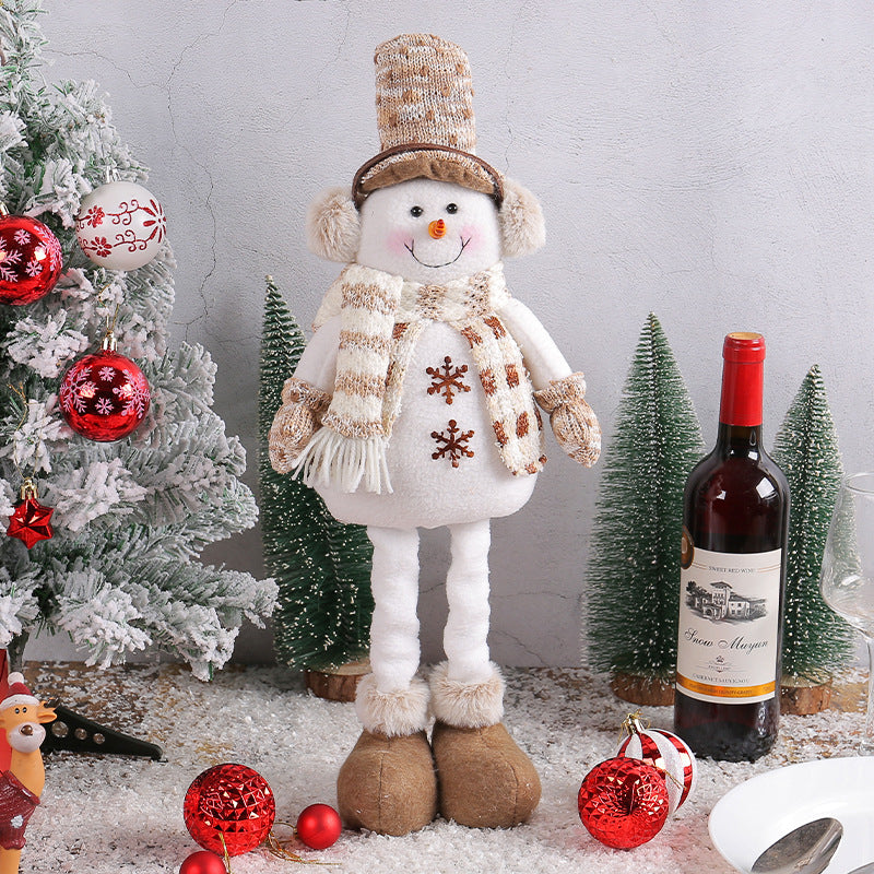 Christmas Snowman Dolls Telescopic Decoration Ornaments Fun Gift Y17