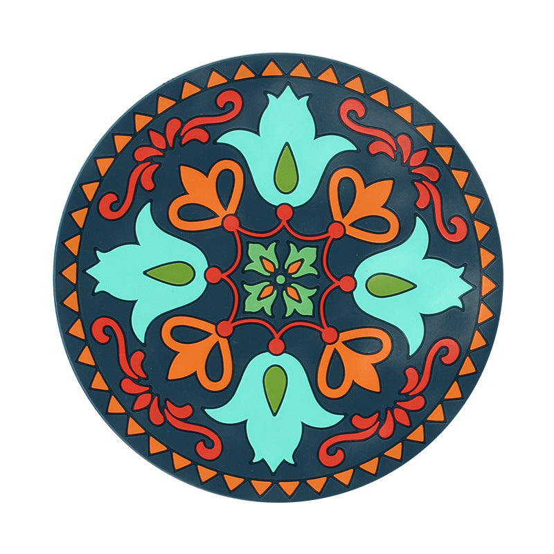 Dessous de verre antidérapant en caoutchouc souple style bohème Y32