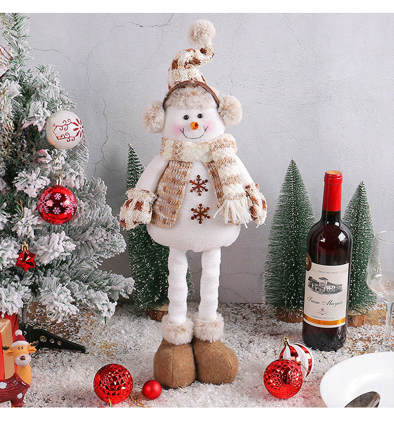 Christmas Snowman Dolls Telescopic Decoration Ornaments Fun Gift Y17