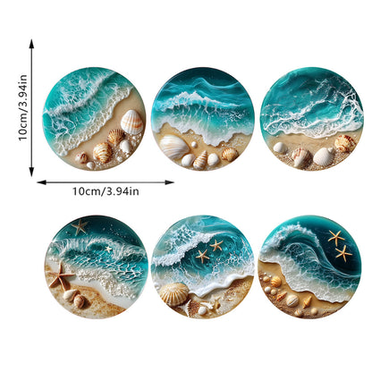 Nature Blue Sea Shell Acrylic Coaster Set Home Party Bar Coaster Decoration Y36