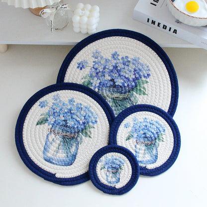 Sets de table rétro tissés à la main, dessous de plat anti-brûlure, dessous de verre Y30
