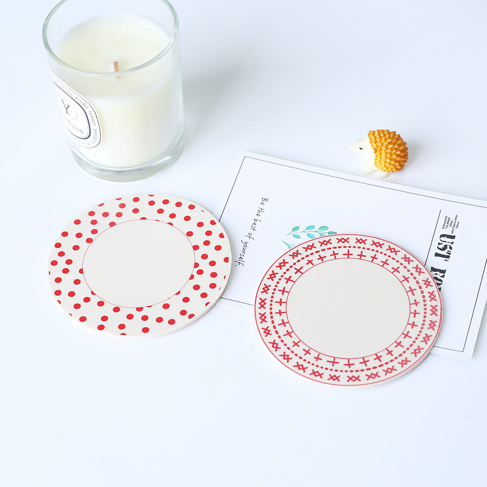 Printed Round Silicone Non Slip Coaster Dining Table Coffee Coaster Y37