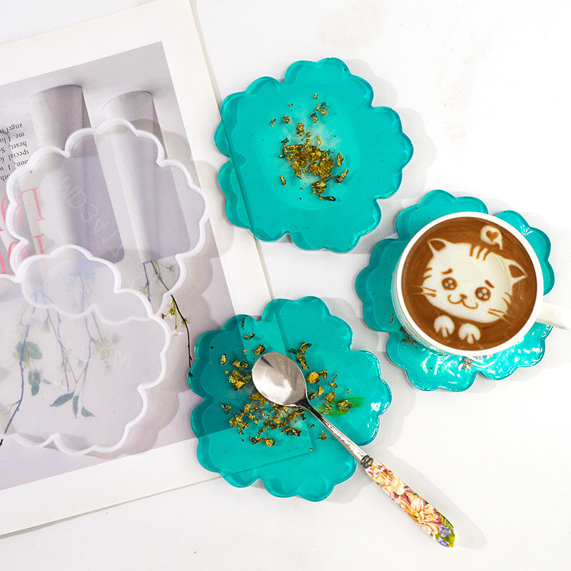 Moules créatifs en résine pour dessous de verre à fleurs, en silicone, pour tasses, Y25