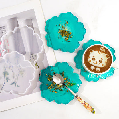Moules créatifs en résine pour dessous de verre à fleurs, en silicone, pour tasses, Y25
