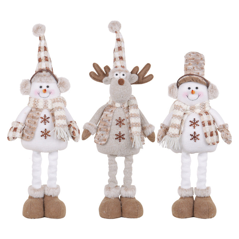 Christmas Snowman Dolls Telescopic Decoration Ornaments Fun Gift Y17