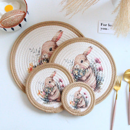 Sets de table rétro tissés à la main, dessous de plat anti-brûlure, dessous de verre Y30
