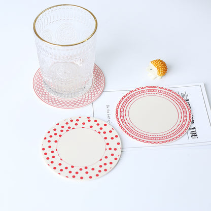 Printed Round Silicone Non Slip Coaster Dining Table Coffee Coaster Y37