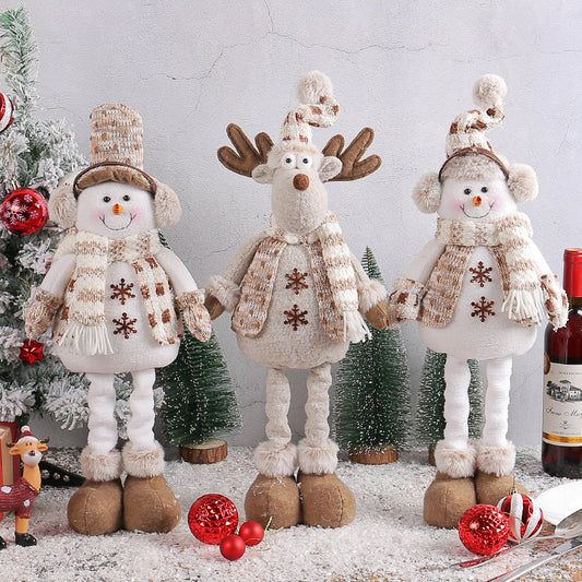 Christmas Snowman Dolls Telescopic Decoration Ornaments Fun Gift Y17