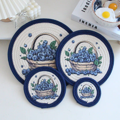 Sets de table rétro tissés à la main, dessous de plat anti-brûlure, dessous de verre Y30